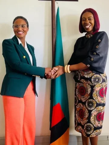 “Collaborative meeting between the Zambian Gender Division Permanent Secretary, Madam Mainga Kabika and President /Founder of YAF, Ms. Susan Wilkinson.